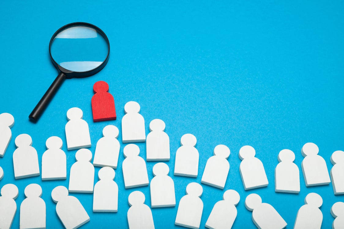 Recruit hire assessment, talent choose, crm concept